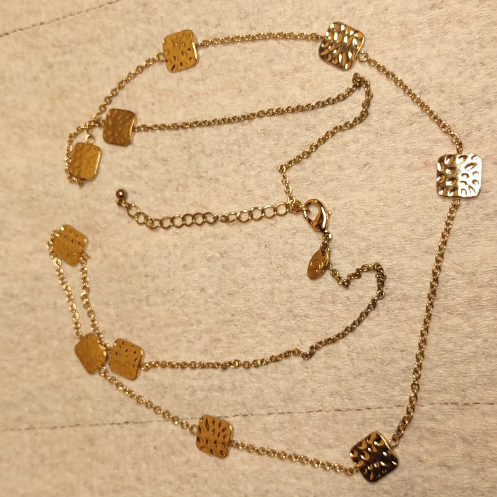 Charming Charlie Gold Tone Hammered Disc Necklace